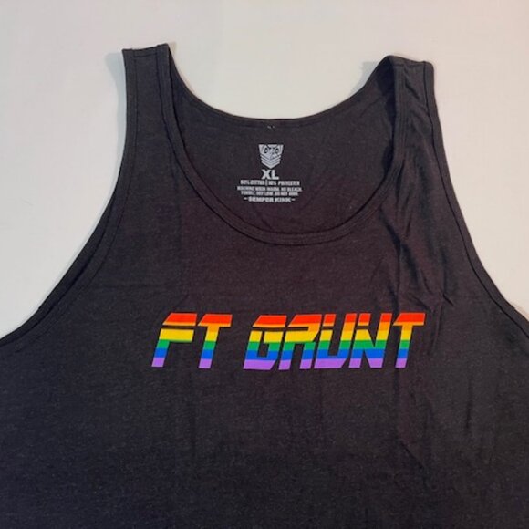 Fort Troff Size 'XL" Cotton Blend GRUNT PRIDE Tank Top - Black/PRIDE Colors - Picture 2 of 8